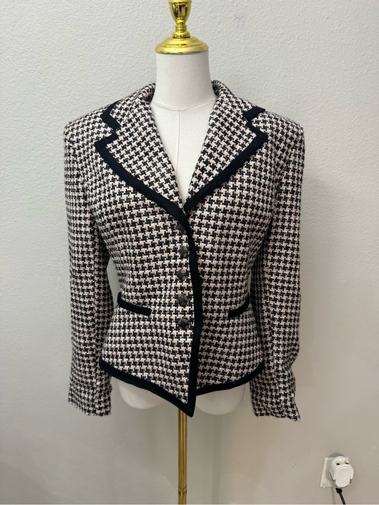 Howard Wolf Jackets & Blazers - Vintage Howard Wolf Dallas Pink Black Tweed Blazer Jacket Size 8 Made USA